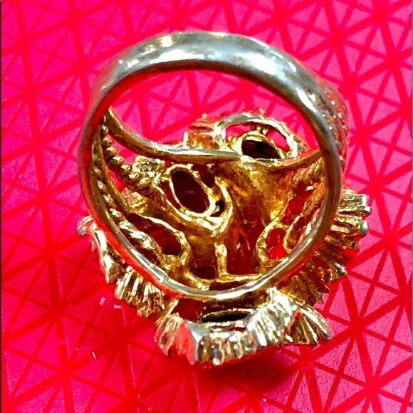 Vintage Espo Signed 18kt HGE Green, Pink, Purple, Red & Yellow Stone Ring - Picture 2 of 3